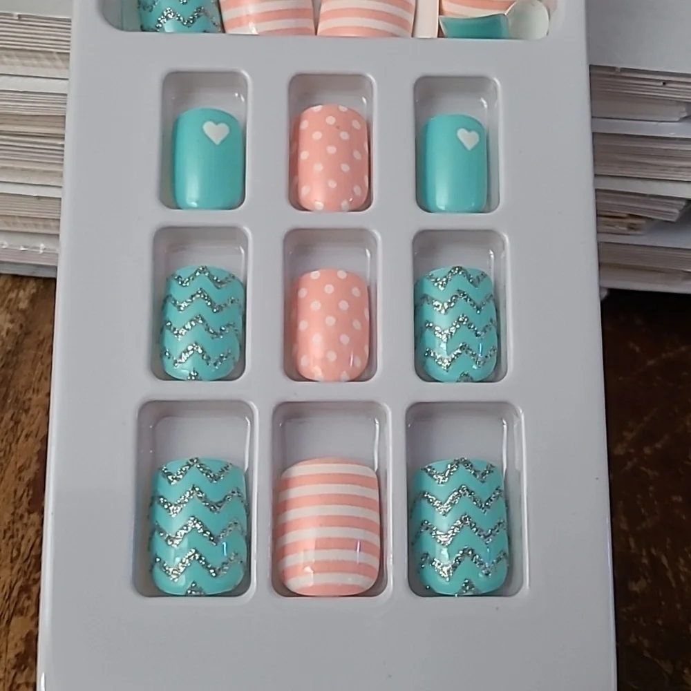 2/$16 Hearts Polka-dots Stripes Press On Nails